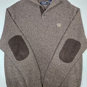Chaps Men's Taupe Crewneck Pullover Sweater 100% Cotton Size Large